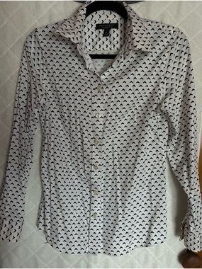 Banana Republic White Shirt with Black Triangle Print